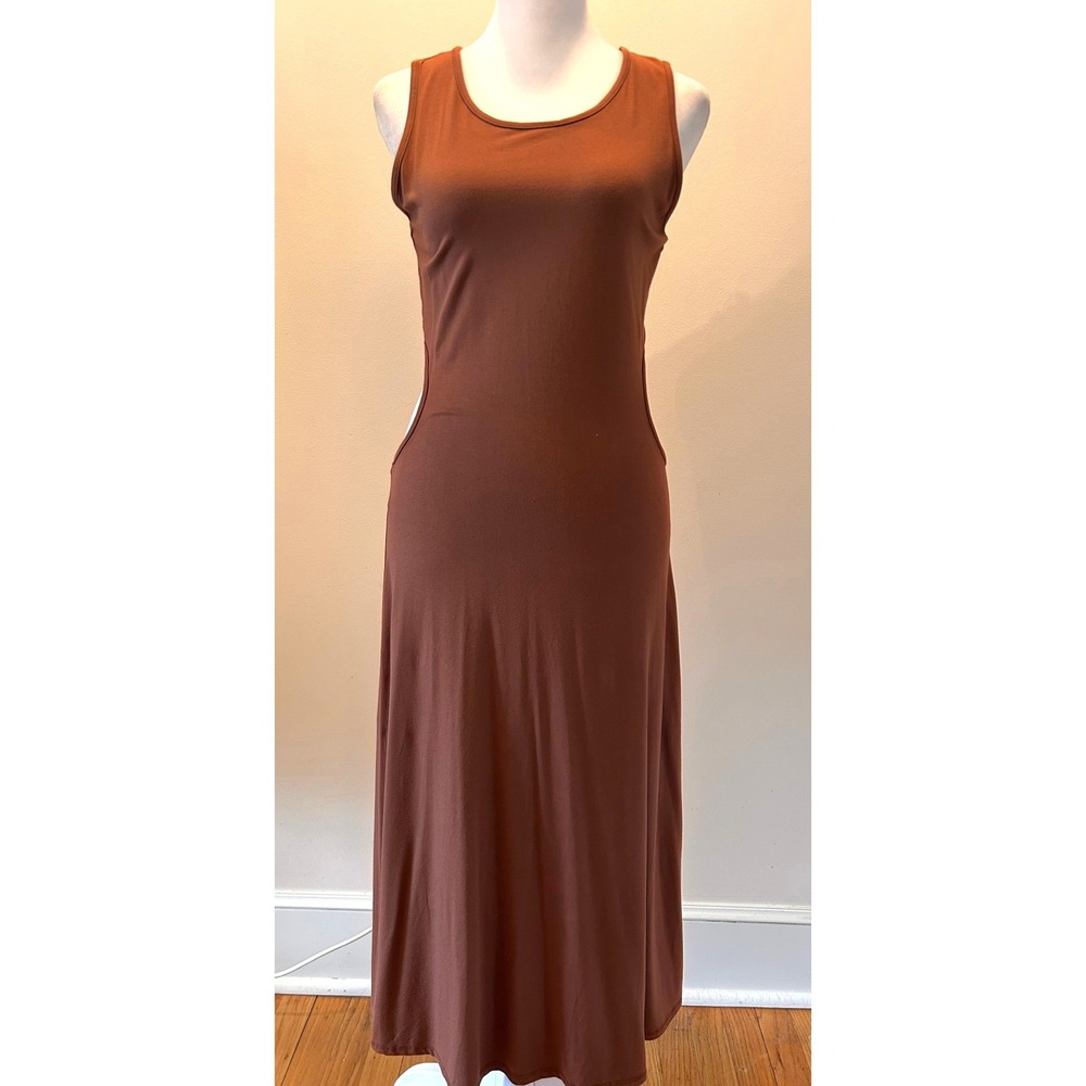 NWT SEE YOU MONDAY Brown Sleeveless Cutout Maxi Dress Women's Large Resort Party